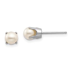 Gemstone Classics(tm) White Gold 5mm. Blue Topaz Earrings