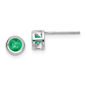 Gemstone Classics(tm) White Gold 4mm. Emerald Stud Earrings
