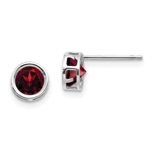 Gemstone Classics(tm) White Gold 5mm. Garnet Stud Earrings