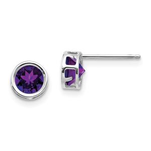 Gemstone Classics(tm) White Gold 5mm. Amethyst Stud Earrings