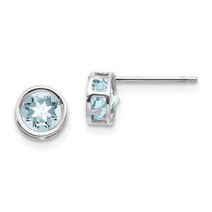 Gemstone Classics(tm) White Gold 5mm. Aquamarine Earrings