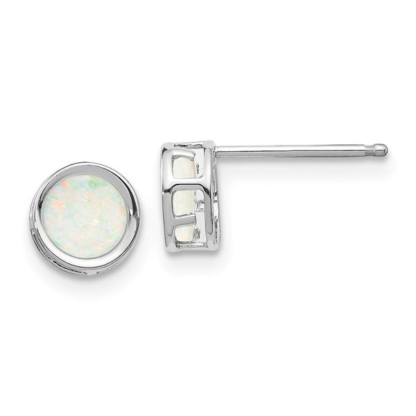 Gemstone Classics(tm) White Gold 5mm. Opal Stud Earrings