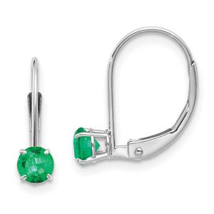 Gemstone Classics(tm) 14kt. White Gold Emerald Drop Earrings