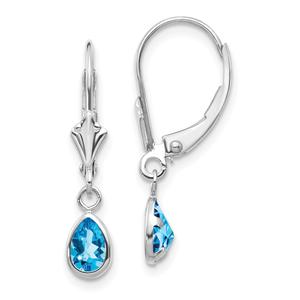 Gemstone Classics(tm) 14kt. Pear Blue Topaz Dangle Earrings