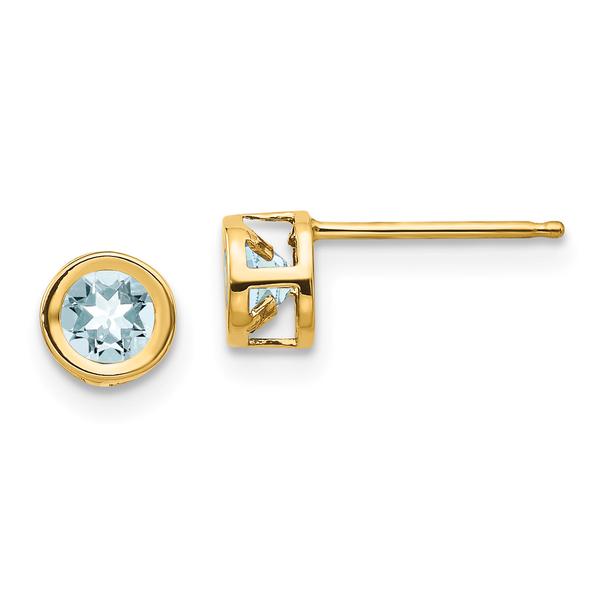 Gemstone Classics(tm) Yellow Gold 4mm. Aquamarine Earrings