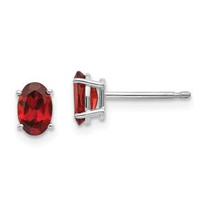 Gemstone Classics(tm) White Gold 6mm. Garnet Stud Earrings