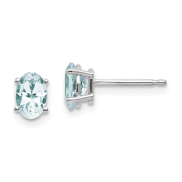 Gemstone Classics(tm) White Gold 6mm. Aquamarine Earrings