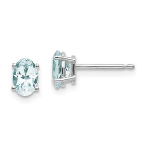 Gemstone Classics(tm) White Gold 6mm. Aquamarine Earrings