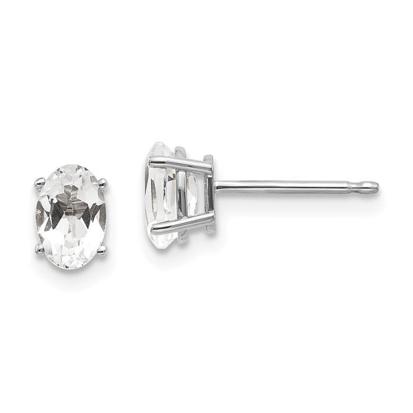 Gemstone Classics(tm) White Gold 6mm. White Topaz Earrings