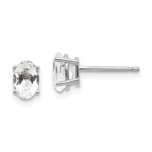 Gemstone Classics(tm) White Gold 6mm. White Topaz Earrings