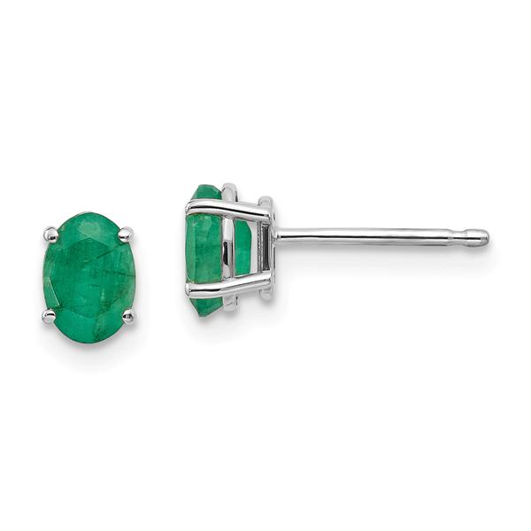 Gemstone Classics(tm) White Gold 6mm. Emerald Stud Earrings