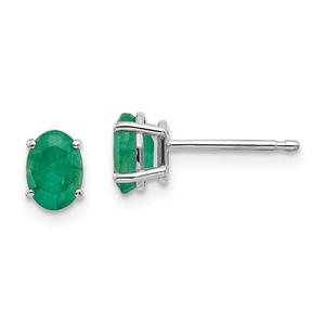 Gemstone Classics(tm) White Gold 6mm. Emerald Stud Earrings