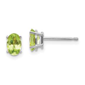 Gemstone Classics(tm) White Gold 6mm. Peridot Stud Earrings