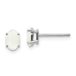 Gemstone Classics(tm) White Gold 6mm. Opal Stud Earrings
