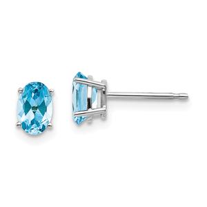 Gemstone Classics(tm) White Gold 6mm. Blue Topaz Earrings
