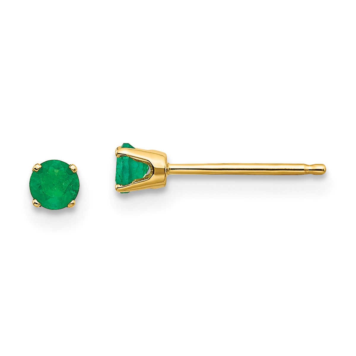 Gemstone Classics(tm) Yellow Gold 3mm. Emerald Stud Earrings