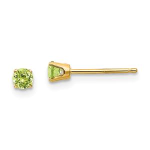 Gemstone Classics(tm) Yellow Gold 3mm. Peridot Stud Earrings