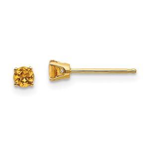 Gemstone Classics(tm) Yellow Gold 3mm. Citrine Post Earrings