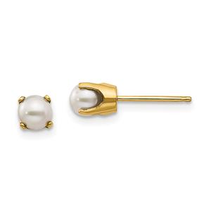 Gemstone Classics(tm) Yellow Gold 4mm. Pearl Stud Earrings
