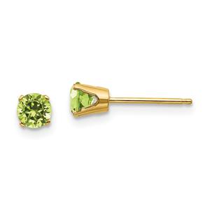 Gemstone Classics(tm) Yellow Gold 4mm. Peridot Stud Earrings