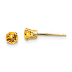 Gemstone Classics(tm) Yellow Gold 4mm. Citrine Stud Earrings