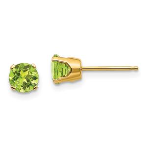 Gemstone Classics(tm) Yellow Gold 5mm. Peridot Stud Earrings