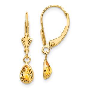 Gemstone Classics(tm) 14kt. Gold Pear Citrine Dangle Earrings