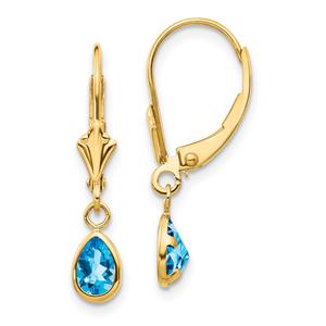 Gemstone Classics(tm) Gold Pear Blue Topaz Dangle Earrings