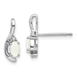 Gemstone Classics(tm) 14kt. White Gold Opal Diamond Stud Earrings