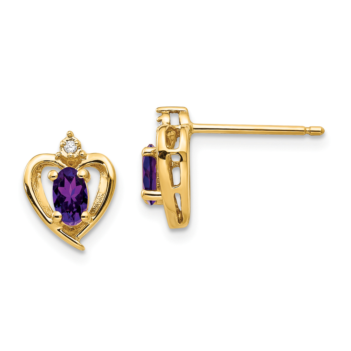Gemstone Classics(tm) 14kt. Amethyst Diamond Stud Earrings