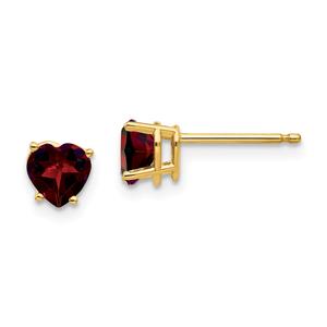 Gemstone Classics(tm) 14kt. Yellow Gold Heart Garnet Stud Earrings