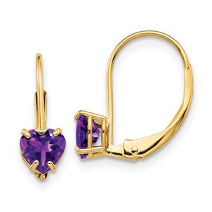Gemstone Classics(tm) 14kt. Gold Heart Leverback Earrings
