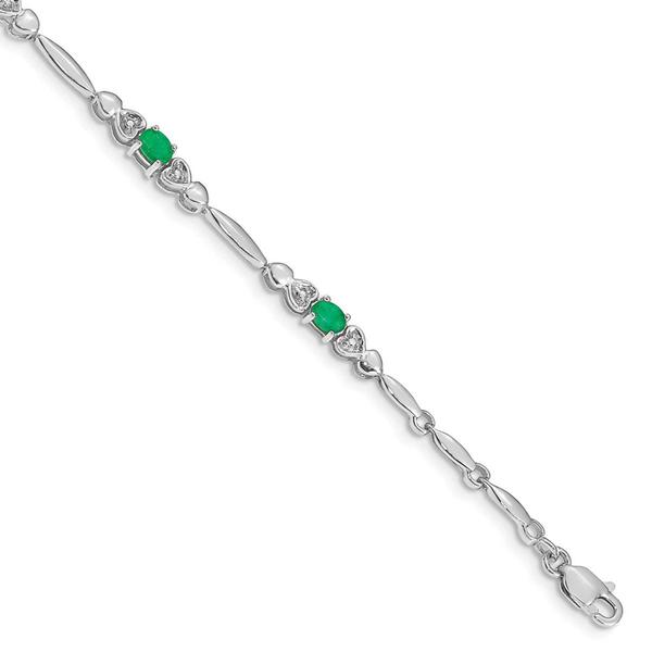 Gemstone Classics(tm) 14kt. Diamond & Emerald Link Bracelet
