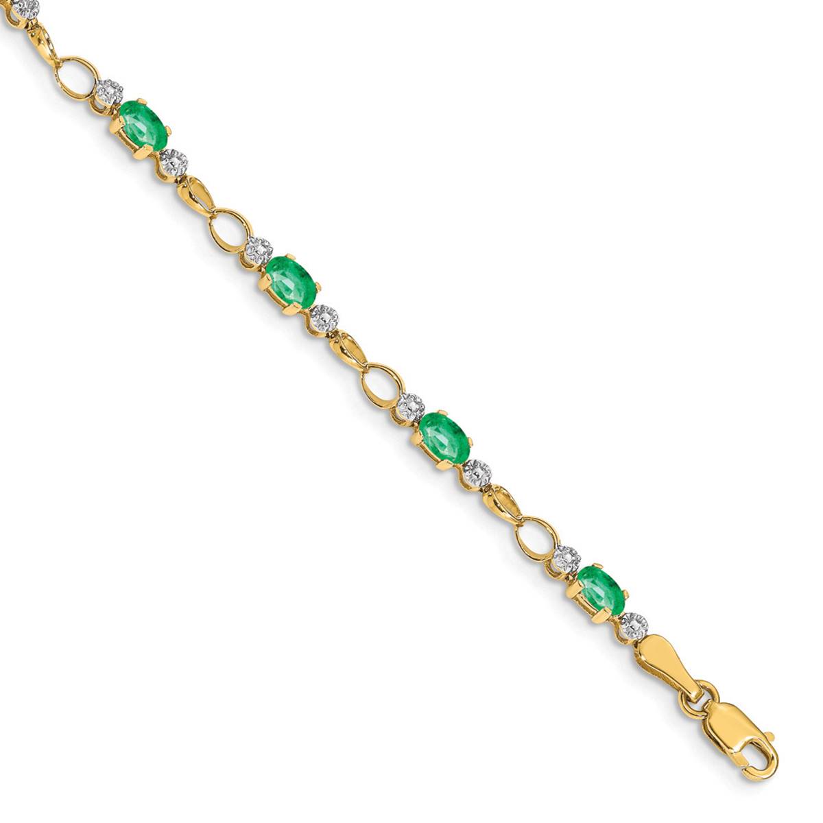 Gemstone Classics(tm) Diamond & Emerald Open Link Bracelet
