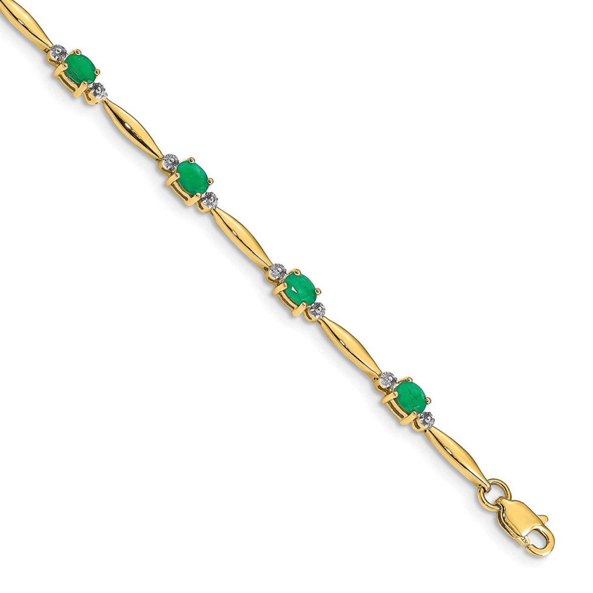 Gemstone Classics(tm) Diamond & Emerald Oval Link Bracelet