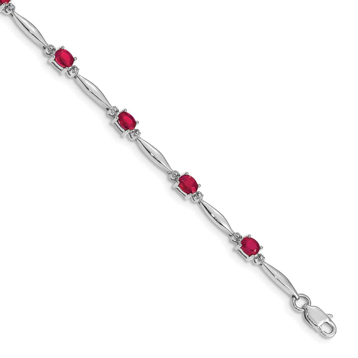 Gemstone Classics(tm) 14kt. Diamond & Ruby Link Bracelet