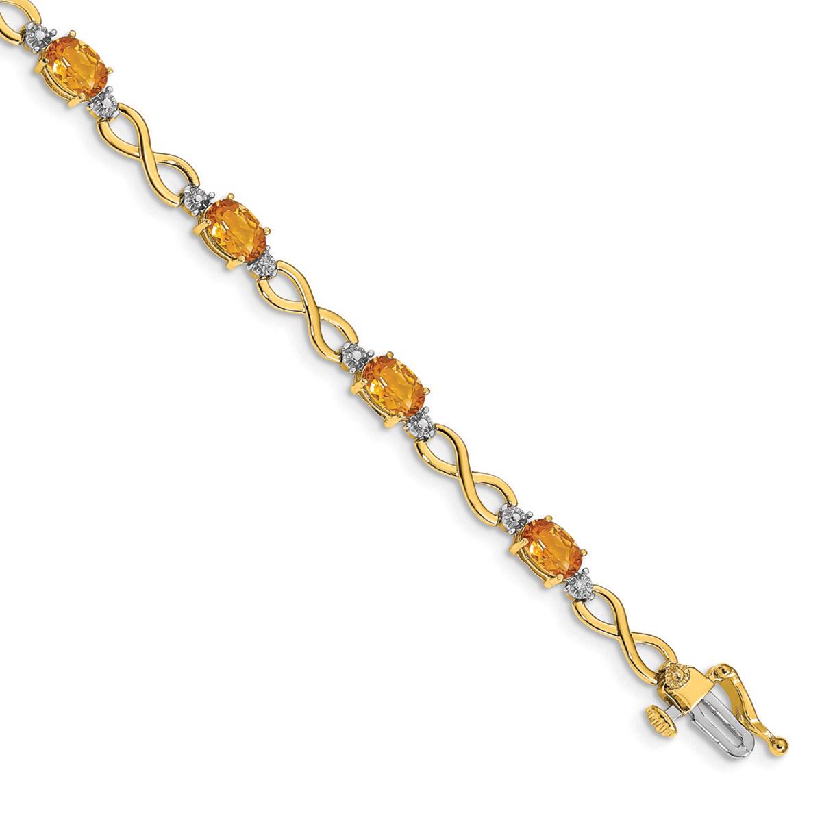 Gemstone Classics(tm) 14kt. Diamond & Citrine Link Bracelet