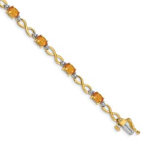 Gemstone Classics(tm) 14kt. Diamond & Citrine Link Bracelet
