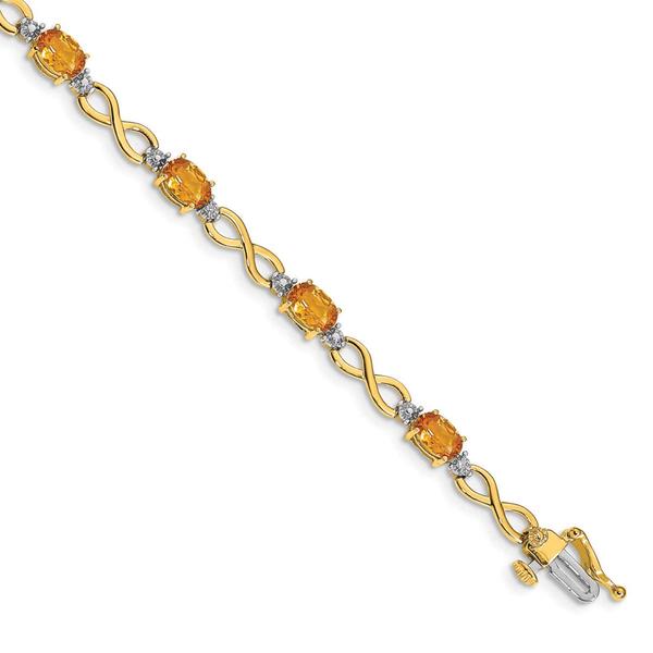 Gemstone Classics(tm) 14kt. Diamond & Citrine Link Bracelet