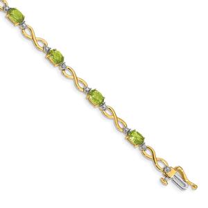 Gemstone Classics(tm) 14kt. Diamond & Peridot Link Bracelet
