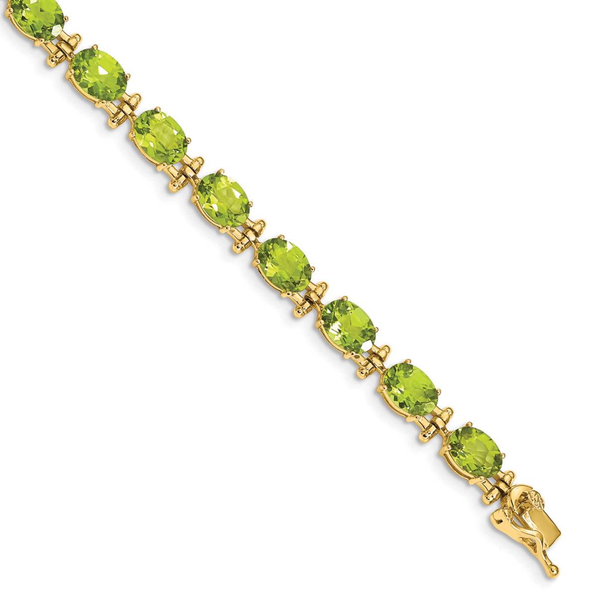 Gemstone Classics(tm) 14kt. Yellow Gold Peridot Link Bracelet
