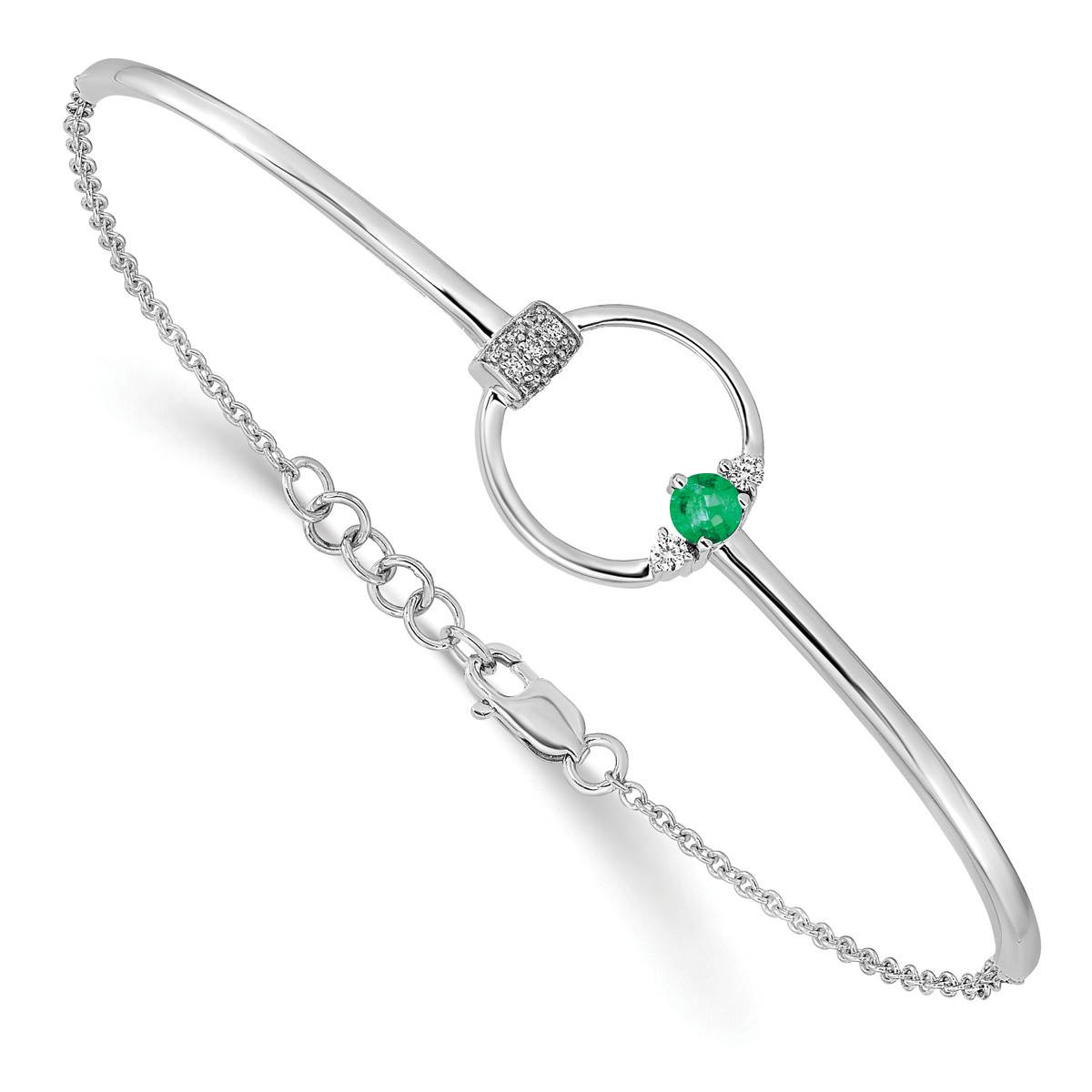 Gemstone Classics(tm) 14kt. Diamond & Emerald Charm Bracelet