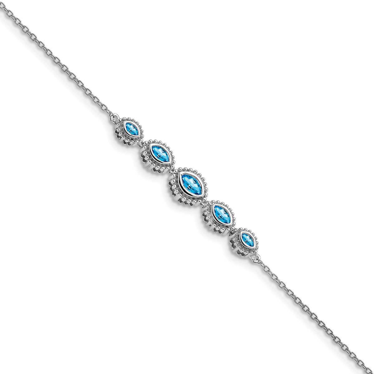 Gemstone Classics(tm) 14kt. White Gold Blue Topaz Chain Bracelet