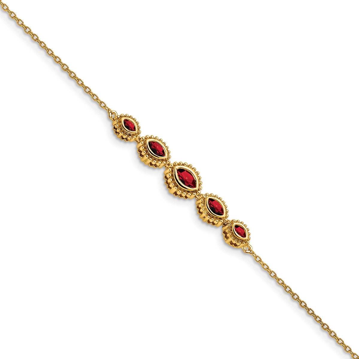 Gemstone Classics(tm) 14kt. Gold Garnet Chain Bracelet