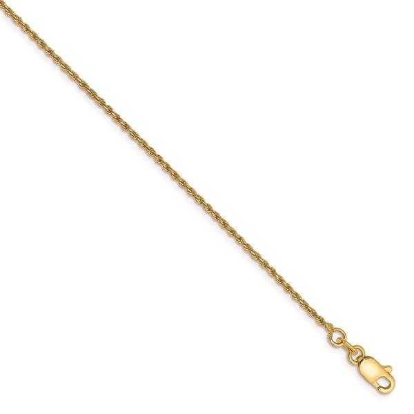 Mens Gold Classics(tm) 1.15mm. 14kt. Diamond Cut Rope Chain Bracelet