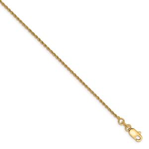 Mens Gold Classics(tm) 1.15mm. 14kt. Diamond Cut Rope Chain Bracelet