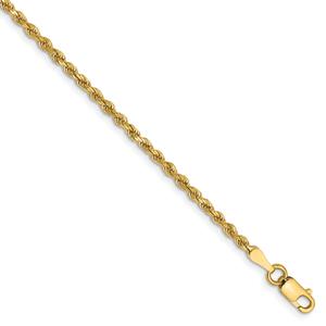 Mens Gold Classics 2mm.14kt. Gold Diamond Cut Rope Chain Bracelet