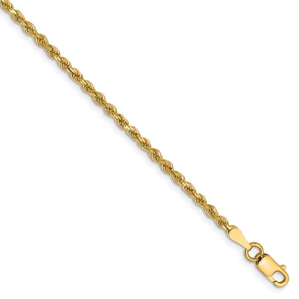 Gold Classics(tm) 2mm. 14kt. Gold Diamond Cut Rope Chain Anklet