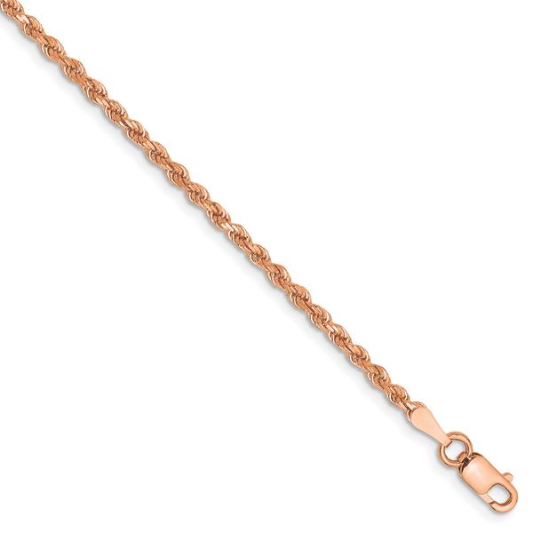 Mens Gold Classics(tm) 2mm. 14kt.Rose Gold Diamond Cut Rope Bracelet