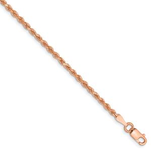 Mens Gold Classics(tm) 2mm. 14kt.Rose Gold Diamond Cut Rope Bracelet